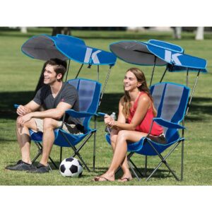 Kelsyus Premium Portable Camping Folding Lawn Chairs with Canopy, Blue & Black