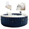Intex 28405E PureSpa 4 Person Home Outdoor Inflatable Portable Heated Round Hot Tub Spa 58" x 28" with Bubble Jets, Soft-Foam Headrest, and Drink Tray