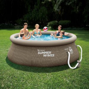 Summer Waves 10ft x 36in Quick Set Above Ground Inflatable Outdoor Swimming Pool with Filter Pump, Replacement Cartridge, and Repair Patch