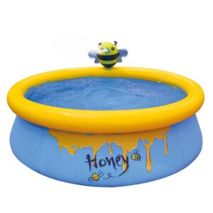 JLeisure Sun Club 12010 5 Foot x 16.5 Inch 1 to 2 Person Capacity Bee Spray 3D Above Ground Kid Inflatable Outdoor Backyard Swimming Pool, Blue