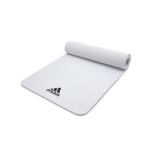 Adidas ADYG-10100WH Universal Exercise Roll Up Slip Resistant Fitness Pilates and Yoga Mat, 8mm Thick, White