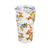 Evergreen Flag Double Wall Ceramic Companion Cup with Tritan Lid, 13 OZ, Mighty Floral Pattern