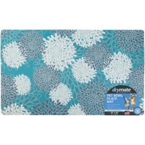 Drymate Dog and Cat Feeding Placemat - Blossoms Gray & White