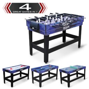 Eastpoint Sports Majik 54 In 4 in 1 Multi Game Combination Table Set w/ Billiards, Hockey, Table Tennis, & Foosball Gaming System for Indoor Game Play