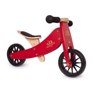 Kinderfeets Children's Riding Toy Bundle with Black Adjustable Sport Toddler/Kids Bike Helmet and Tiny Tot PLUS 2-in-1 Balance Bike and Tricycle, Red