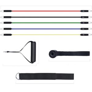 Letsfit Resistance Exercise Bands Set with Handles, Door Anchor, Ankle Straps and Carry Bag - JSD04-01