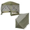 CLAM Quick-Set Escape 12 x 12 Foot Portable Pop-Up Camping Outdoor Gazebo Screen Tent Canopy Shelter and Carry Bag with 6 Wind and Sun Panels, Green