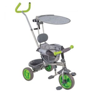 Malmo 4 in 1 Parent Push-Handle Kids Tricycle Stroller for Children, Infants, and Toddlers Ages 1.5 to 3 Years with Removable Canopy & Storage, Green