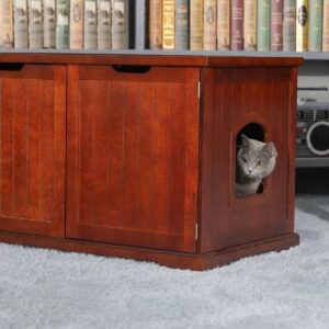 Merry Products Decorative Bench with Enclosed Cat Litter Washroom Box, Walnut