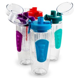 Gibson Home Rockland 4 Piece 32 Ounce Hydration Water Bottle Set in Assorted Colors
