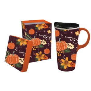 Evergreen Cypress Home Ceramic Travel Cup 17oz. ,withbox Pumpkin Festival
