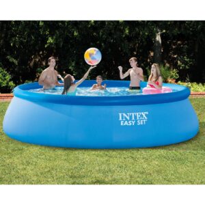 Intex 15' x 42" Inflatable Easy Set Swimming Pool and Debris Vinyl Cover Tarp
