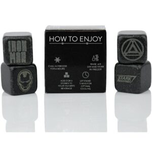 Surreal Entertainment Iron Man Collectible | Marvel Cold Stones Set | Iron Man Granite Beverage Cubes