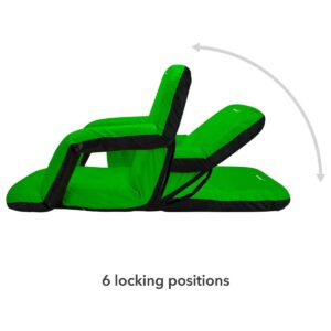 Driftsun Universal Wide Deluxe 25 Inch Width Folding Stadium Reclining Bleacher Seat Chair with Back Support for Sporting Events, Green