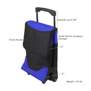 Picnic at Ascot 32 Can Collapsible Rolling Insulated Cooler - Royal Blue