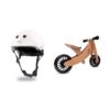 Kinderfeets White Adjustable Toddler and Kids Bike Helmet Bundle with Kinderfeets Brown Tiny Tot PLUS 2-in-1 Balance Trike Tricycle
