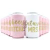 Blue Panda 12-Pack Can Cooler Sleeves Beer Koozies 12 oz Insulated Holder Gold Embroider Fonts "Future MRS." "Cheers Bitches" for Bachelorette Party