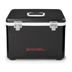 Engel 13 Quart Compact Durable Ultimate Leak Proof Outdoor Dry Box Cooler in Black with Stain and Odor-Resistant Surface for 18 Cans or 12 lbs of Ice