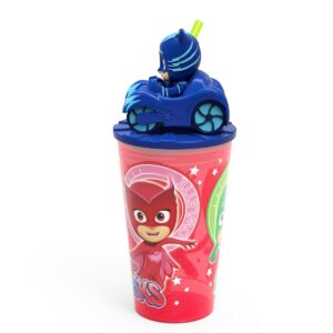 PJ Masks Catboy 15oz Plastic Cup With Lid And Straw Red/Blue - Zak Designs