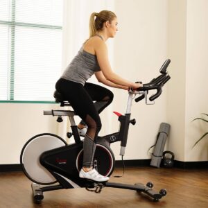 Sunny Health & Fitness Magnetic Belt Drive Premium Indoor Cycling Bike - Silver