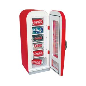 Koolatron CVF18 Coca-Cola Official Design Push Button Vending Machine Mini Fridge Holds 10 Cans