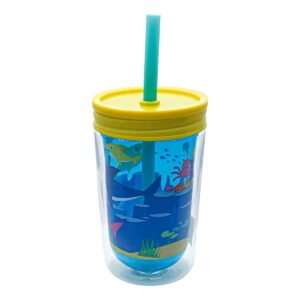 Pinkfong Baby Shark 12.5oz Plastic Tumbler with Lid and Straw