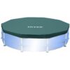 Intex 28032E 15 Foot Round Easy Set Outdoor Backyard Swimming Pool Cover Tarp with Tie-Down Ropes and Drain Holes, (Pool Sold Separately)