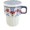 Blue Rose Polish Pottery Red Poppy Large Mug with Lid