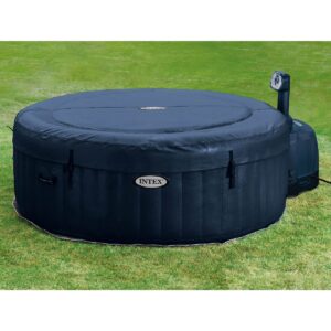 Intex 28405E PureSpa 58" x 28" 4 Person Home Outdoor Inflatable Portable Heated Round Hot Tub Spa with 120 Bubble Jets, and Built in Heat Pump, Blue