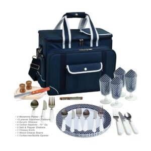 Picnic at Ascot- Ultimate Insulated Picnic Cooler with Service for 4 - Navy