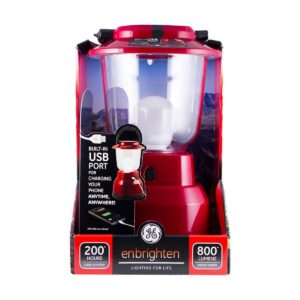 6D 11.2" LED Outdoor Lantern With USB Charging - Red - Enbrighten