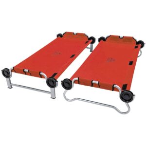 Disc-O-Bed Youth Kid-O-Bunk Benchable Camping Cot with Organizers, Bright Red