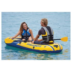 Intex Challenger 2 Inflatable Raft Set & 2 Transom Mount 8 Speed Trolling Motors