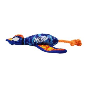 NERF Nylon Digital Camo Crinkle Wing Launching Duck Dog Toy - Orange/Blue - 16.5"