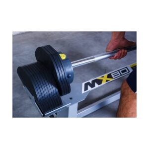 MX Select MX80 Rapid Change Home Fitness Weight Barbell System with Straight Bar, EZ Curl Bar, Weight Plates, and Storage Rack