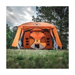 Gazelle T4 Plus Extra Large 4 to 8 Person Portable Pop Up Outdoor Shelter Camping Hub Tent with Extended Screened In Sun Room, Orange