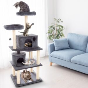 Pet Pal 5-Tier Cat Tower and Kitty Condo, Gray