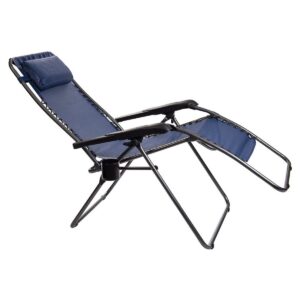 Timber Ridge FC-630-68080 Zero Gravity Locking Outdoor Patio Sun Lounger Recliner Lounge Chair with Cupholder, Blue (2 Pack)