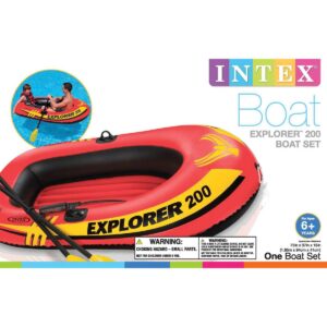 Intex Explorer 200 Inflatable 2 Person River Boat Raft Set with 2 Oars & Pump