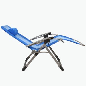 Kamp-Rite KAMPAC186 Outdoor Furniture Camping Beach Patio Sports Oversized Anti Gravity Folding Reclining Chair, Blue