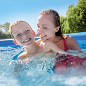 Intex 28106EH 8 X 24 Inch Easy Set Inflatable Puncture Resistant Circular Above Ground Portable Outdoor Family Swimming Pool, Blue