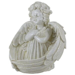 Northlight 9" Ivory Cherub Angel Bird Feeder Outdoor Garden Patio Statue