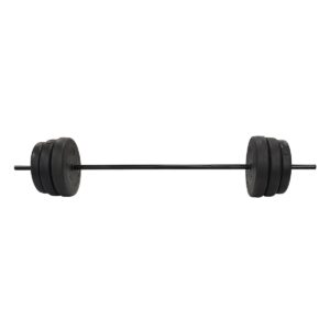 Everyday Essentials Steel Barbell Weight Lifting Set with Spring Clip Collars, 100 Pounds and 1/2 Inch Thick Floor Exercise Mat, Blue
