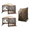 Clam Quick Set Escape Portable Outdoor Canopy (2 Pack) + Wind and Sun Panels