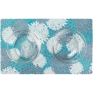 Drymate Dog and Cat Feeding Placemat - Blossoms Gray & White