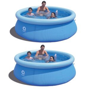 JLeisure Avenli 17806 8 Foot x 25 Inch 2 to 3 Person Capacity Prompt Set Above Ground Kid Inflatable Outdoor Backyard Swimming Pool, Blue (2 Pack)