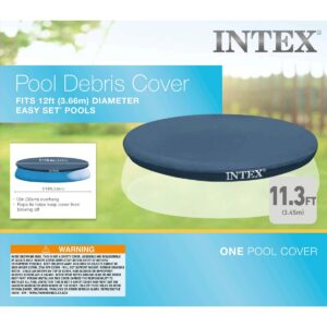 Intex 28022E 11.3-Foot Easy Set OutdoorSwimming Pool Debris Cover Tarp with Tie Down Ropes, Blue