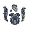 All-Star Sports S7 Axis Ages 9 to 12 Protective Baseball Catchers Gear Set with Mask Helmet, Chest Protector, and Leg Guards, Navy