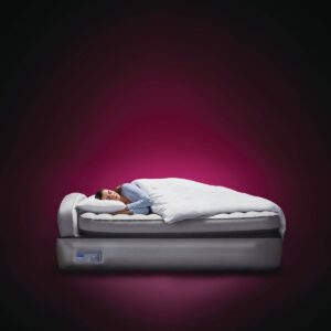 Aerobed Comfort Lock Laminated Inflatable Twin Air Mattress with Headboard and Electric Pump - Gray
