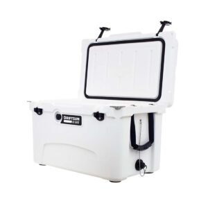 Driftsun Heavy Duty Rotomolded Thermoplastic UV Resistant Portable 45 Quart Insulated Hardside Ice Chest Beverage Cooler, White